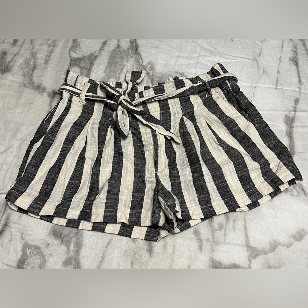 Indigo Rising Linen striped pull on tie shorts